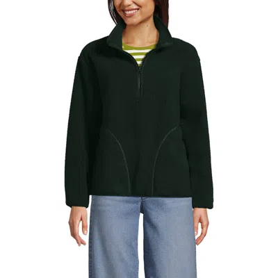 Lands' End Half Zip Cozy High Pile Fleece Pullover In Green