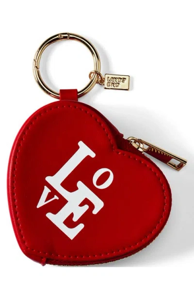 Lands' End Heart Zip Pouch Bag Charm In Red