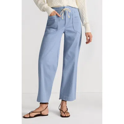 Lands' End Herringbone Chino High Rise Relaxed Straight Drawstring Ankle Pants In Blue
