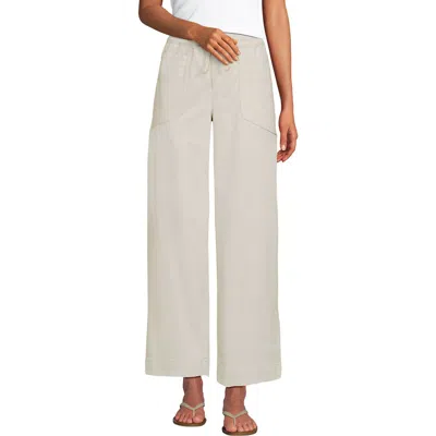 Lands' End Herringbone Chino High Rise Relaxed Straight Drawstring Ankle Pants In Gray