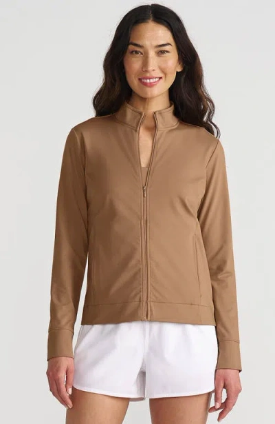Lands' End High Impact Full Zip Jacket In Rich Camel
