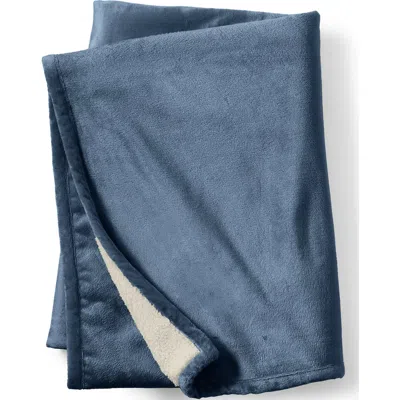 Lands' End High Pile Fleece Throw Blanket In Blue