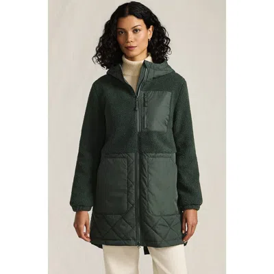 Lands' End High Pile Quilted Mixed Media Parka In Black