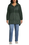 Lands' End High Pile Quilted Mixed Media Parka In Green