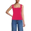 Lands' End High Retention Square Neck Tank Sweater In Berry Rouge
