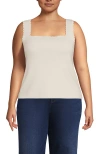 Lands' End Plus Size High Retention Square Neck Tank Sweater In Fresh Ivory