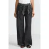 Lands' End High Ridge Twill Pull On Pleated Wide Leg Pants In Black Stone Wash