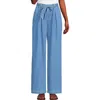 Lands' End High Ridge Twill Pull On Pleated Wide Leg Pants In Hutton Blue Wash