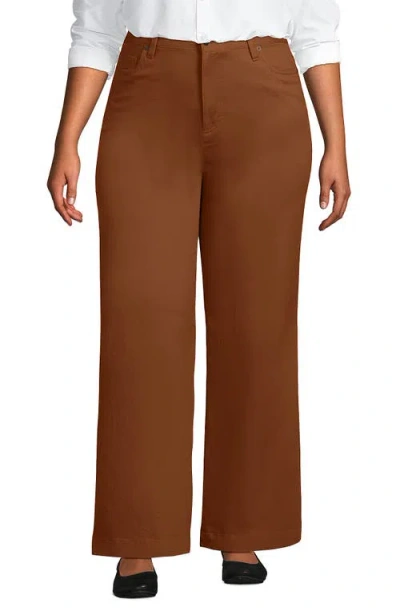 Lands' End High Rise 5 Pocket Wide Leg Chino Pants In Brown