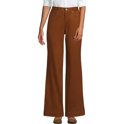 Lands' End High Rise 5 Pocket Wide Leg Chino Pants In Dark Caramel