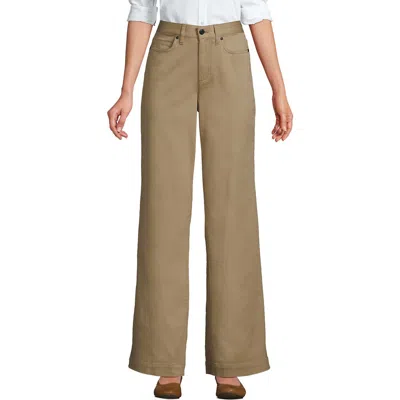 Lands' End High Rise 5 Pocket Wide Leg Chino Pants In Desert Tan