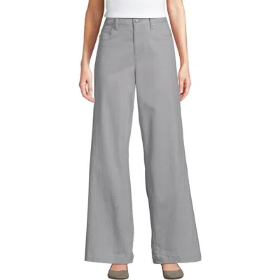 Lands' End High Rise 5 Pocket Wide Leg Chino Pants In Gray