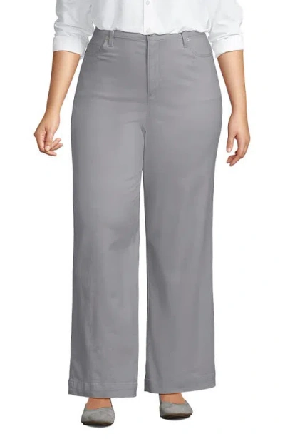 Lands' End High Rise 5 Pocket Wide Leg Chino Pants In Gray