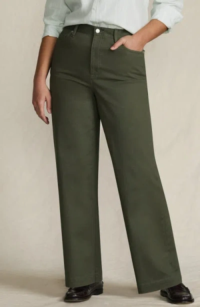 Lands' End High Rise 5 Pocket Wide Leg Chino Pants In Green