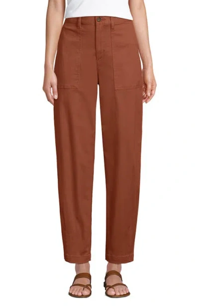 Lands' End High Rise Barrel Leg Chino Pants In Brown