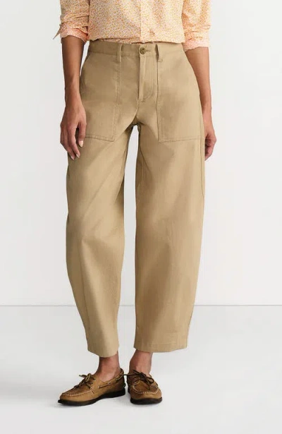 Lands' End High Rise Barrel Leg Chino Pants In Brown