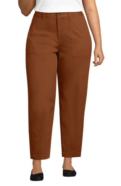 Lands' End High Rise Barrel Leg Chino Pants In Brown