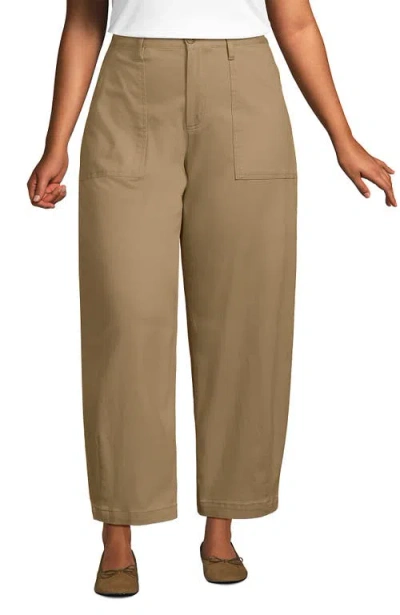 Lands' End High Rise Barrel Leg Chino Pants In Green