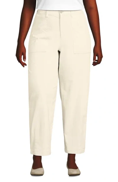 Lands' End High Rise Barrel Leg Chino Pants In Neutral