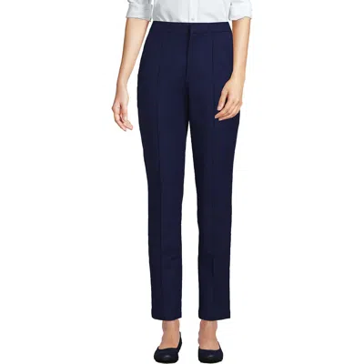 Lands' End High Rise Bi Stretch Pintuck Pencil Ankle Pants In Blue