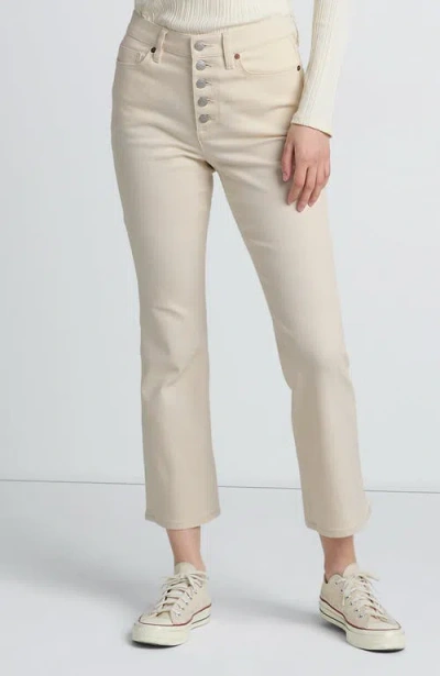 Lands' End High Rise Denim Button Front Kick Flare Crop Jeans In Multi
