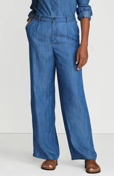 Lands' End High Rise Elastic Back Pleated Wide Leg Pants Made With Tencel Fibers In Animal Print