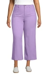 Lands' End Plus Size High Rise Patch Pocket Wide Leg Chino Crop Pants In Lilac Petal