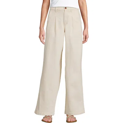 Lands' End High Rise Soft Denim Pleated Wide Leg Trousers