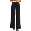 Lands' End High Rise Soft Denim Pleated Wide Leg Trousers In Black Wash
