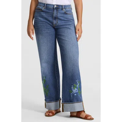 Lands' End High Rise Wide Leg Denim Jeans In Blue
