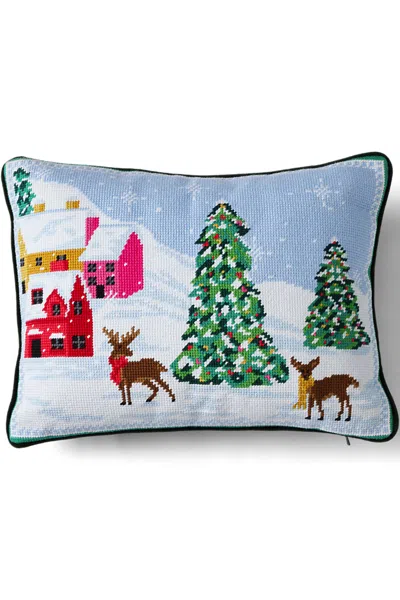 Lands' End Holiday Needlepoint Throw Pillow In Multi