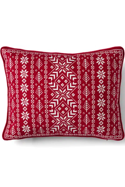 Lands' End Holiday Needlepoint Throw Pillow In Red