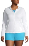 Lands' End Long Sleeve Hooded Full Zip Upf 50 Rash Guard In White