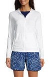 Lands' End Long Sleeve Hooded Full Zip Upf 50 Rash Guard In White