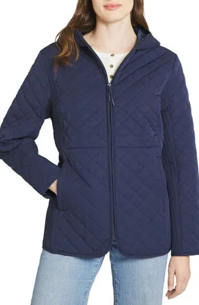 Lands' End Hooded Quilted Jacket In Blue