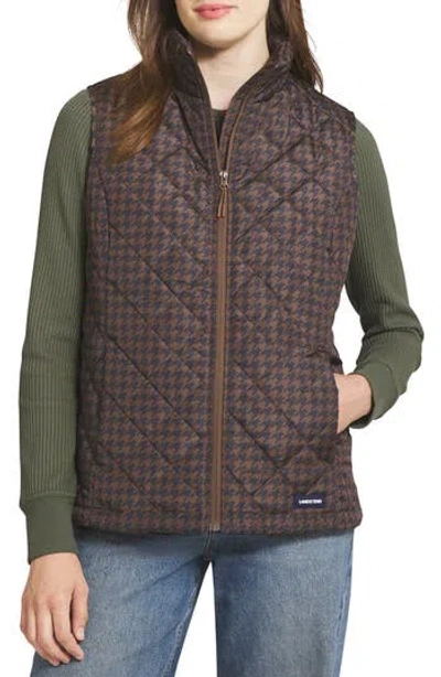 Lands' End Houndstooth Quilted Puffer Vest In Brown
