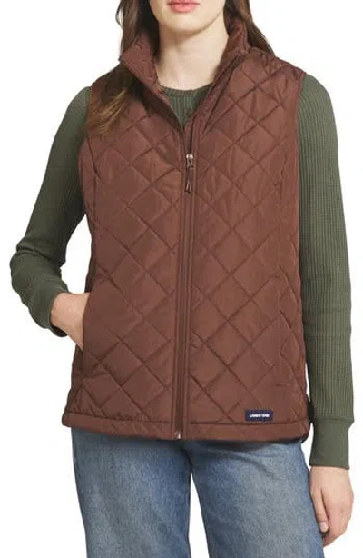 Lands' End Houndstooth Quilted Puffer Vest In Brown