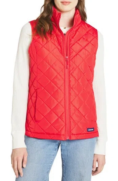 Lands' End Houndstooth Quilted Puffer Vest In Red