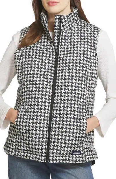 Lands' End Houndstooth Quilted Puffer Vest In White