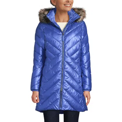 Lands' End Insulated Cozy Fleece Lined Primaloft Coat In Blue