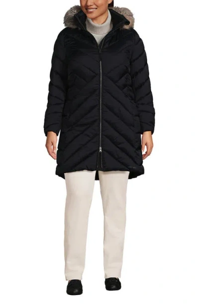 Lands' End Insulated Cozy Fleece Lined Primaloft Coat In Black