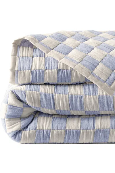Lands' End Jacquard Quilted Coverlet In Blue