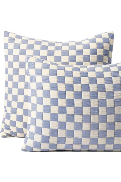 Lands' End Jacquard Quilted Sham In Blue