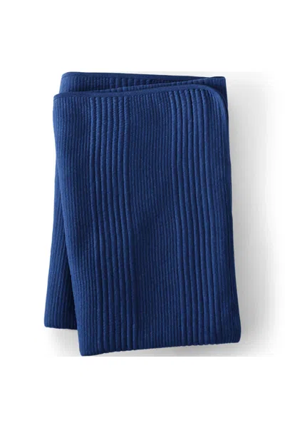 Lands' End Jersey Knit Blanket In Blue