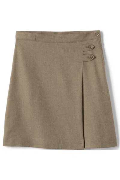 Lands' End Juniors Solid A-line Skirt Below The Knee In Brown