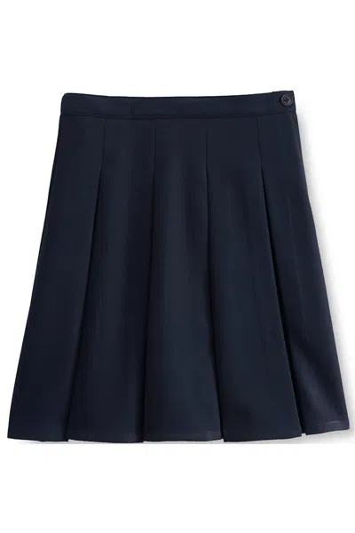 Lands' End Juniors Solid Box Pleat Skirt Top Of Knee In Blue