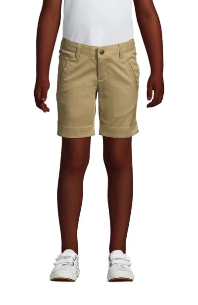 Lands' End Kids'  School Uniform Girls Stretch Chino Bermuda Shorts In Khaki