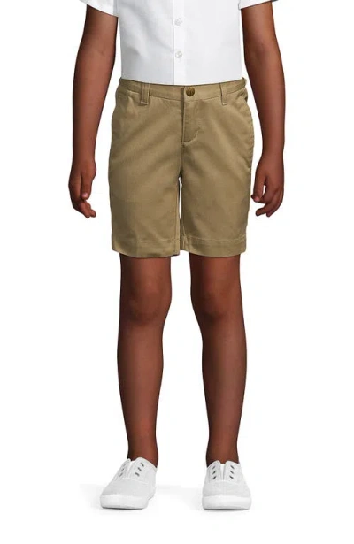 Lands' End Kids'  Girls Plain Front Blend Chino Shorts In Khaki