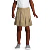 Lands' End Kids'  School Uniform Girls Solid Box Pleat Skirt Above Knee In Khaki