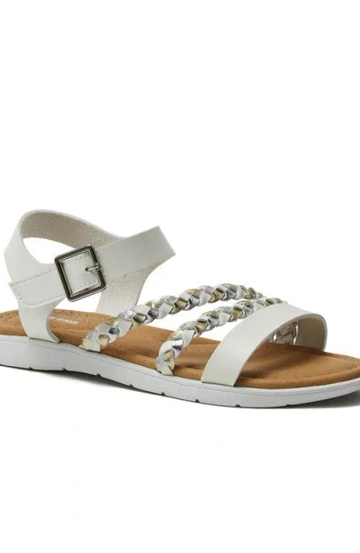 Lands' End Kids Braided Easy On Dress Sandals In Bright White